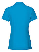 Ультрамаринова футболка жіноча поло преміум якість Premium polo lady-fit Fruit of the loom, фото 3