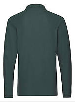 Глибоко Темно-Зелене поло чоловіче з довгим рукавом Premium l/s polo Fruit of the loom, фото 4