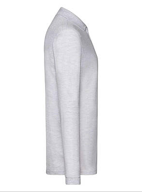 Попільне поло чоловіче з довгим рукавом Premium l/s polo Fruit of the loom, фото 3