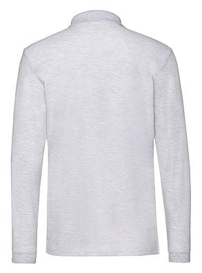 Попільне поло чоловіче з довгим рукавом Premium l/s polo Fruit of the loom, фото 4