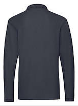 Глибоко Темно-Синє поло чоловіче з довгим рукавом Premium l/s polo Fruit of the loom, фото 4
