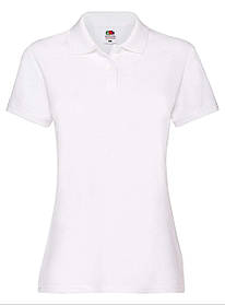 Біла футболка жіноча поло преміум якість Premium polo lady-fit Fruit of the loom