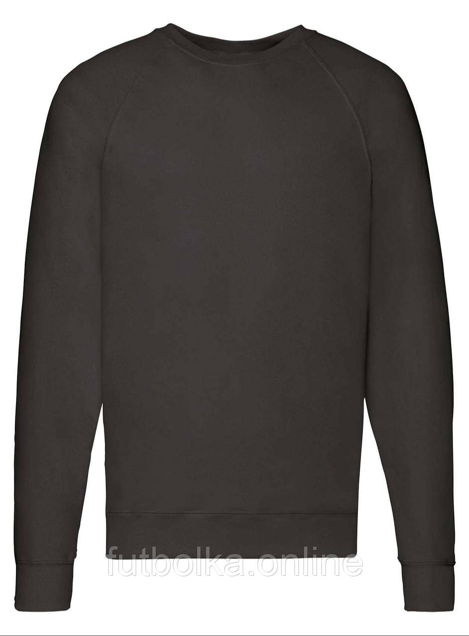 Чорний світшот чоловічий полегшений Lightweight raglan sweat Fruit of the loom