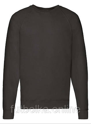 Чорний світшот чоловічий полегшений Lightweight raglan sweat Fruit of the loom, фото 1
