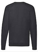 Чорний світшот чоловічий полегшений Lightweight raglan sweat Fruit of the loom, фото 3