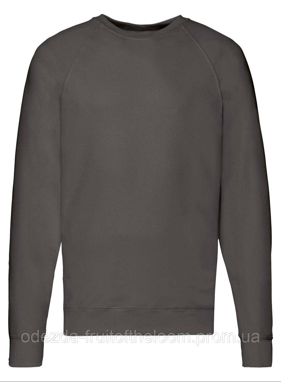 Графіт світшот чоловічий полегшений Lightweight raglan sweat Fruit of the loom