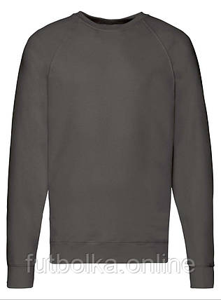 Графіт світшот чоловічий полегшений Lightweight raglan sweat Fruit of the loom, фото 1