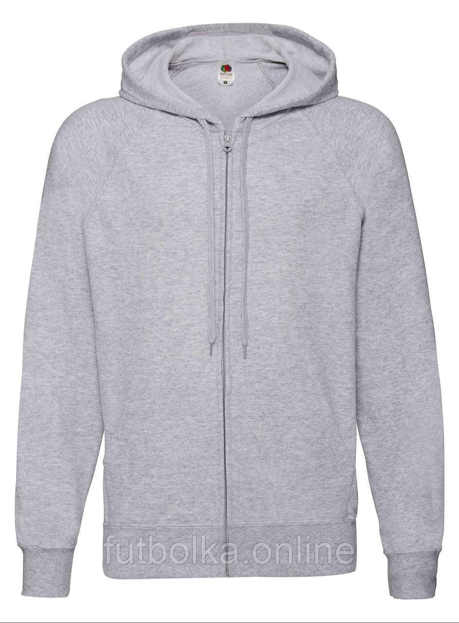 Сіро-Лілова толстовка чоловіча легка Lightweight hooded sweat jacket Fruit of the loom