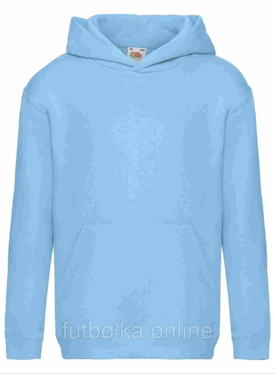 Небесно-Блакитна толстовка дитяча з капюшоном Premium hooded sweat kids Fruit of the loom