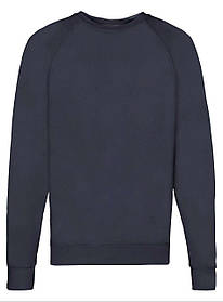 Глибокий Темно-Синій світшот чоловічий полегшений Lightweight raglan sweat Fruit of the loom