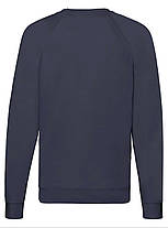 Глибокий Темно-Синій світшот чоловічий полегшений Lightweight raglan sweat Fruit of the loom, фото 4