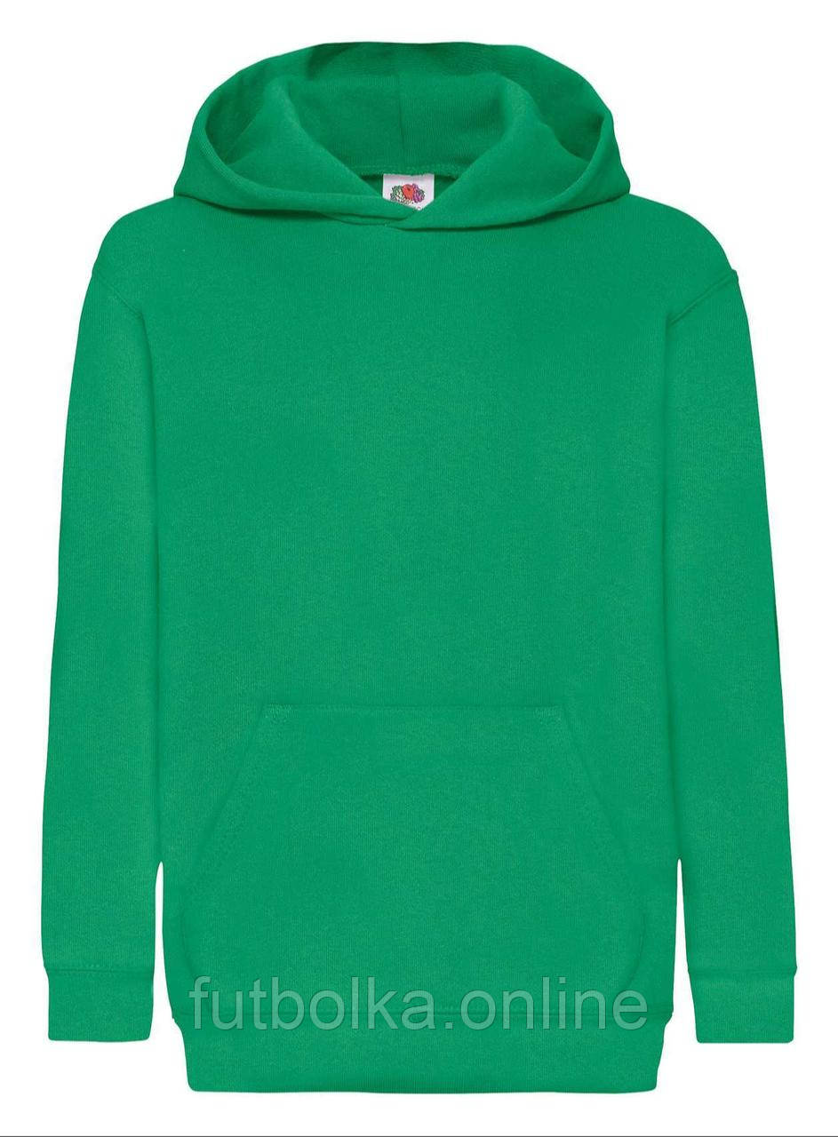 Яскраво-Зелена толстовка дитяча тепла hooded sweat kids Fruit of the loom