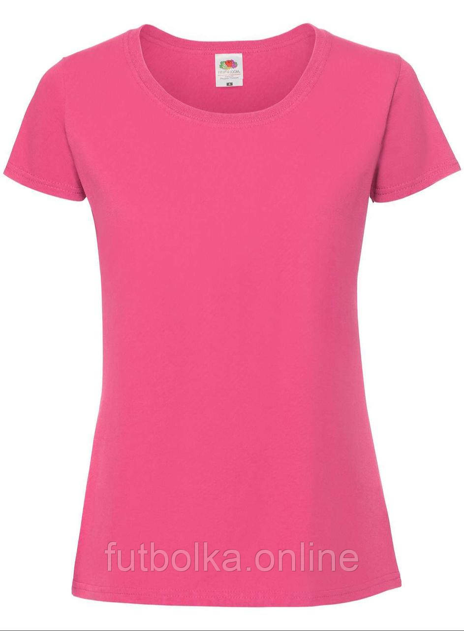 Малинова футболка жіноча преміум якість Ringspun premium T LADY-FIT Fruit of the loom