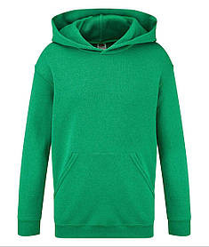 Зелена Меланжева толстовка дитяча тепла hooded sweat kids Fruit of the loom