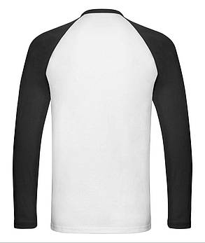 Біла футболка з довгим рукавом чоловіча кольоровий рукав Long sleeve baseball Fruit of the loom, фото 4