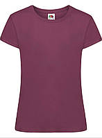 Бордовая футболка детская для девочки однотонная Sofspun girls Fruit of the loom