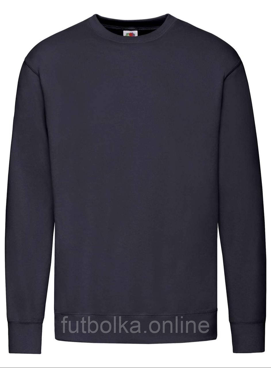 Глибокий Темно-Синій светр чоловічий легкий Lightweight set-in sweat Fruit of the loom
