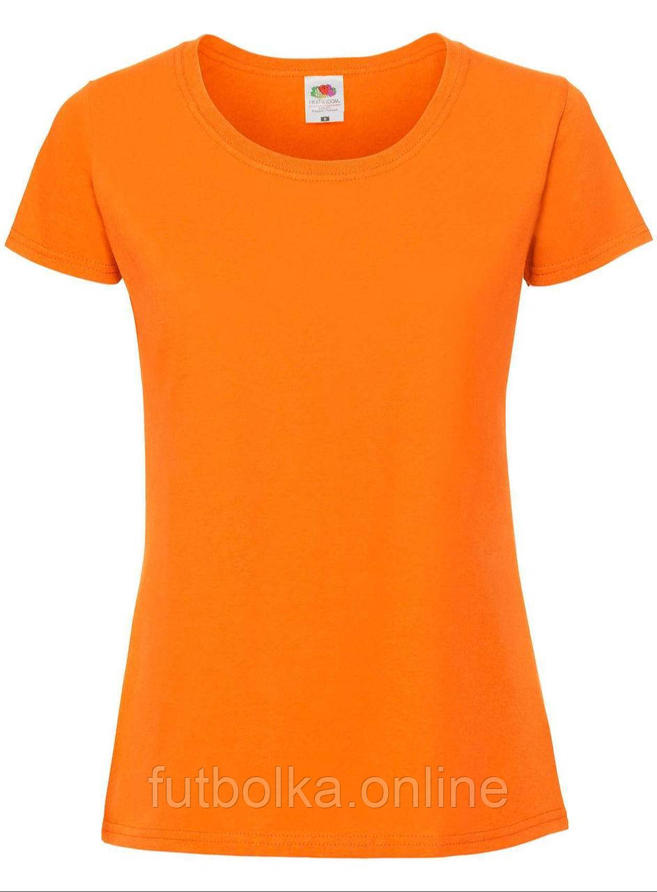 Помаранчева футболка жіноча преміум якість Ringspun premium T LADY-FIT Fruit of the loom