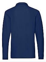Темно-Синє поло чоловіче з довгим рукавом Premium l/s polo Fruit of the loom, фото 4