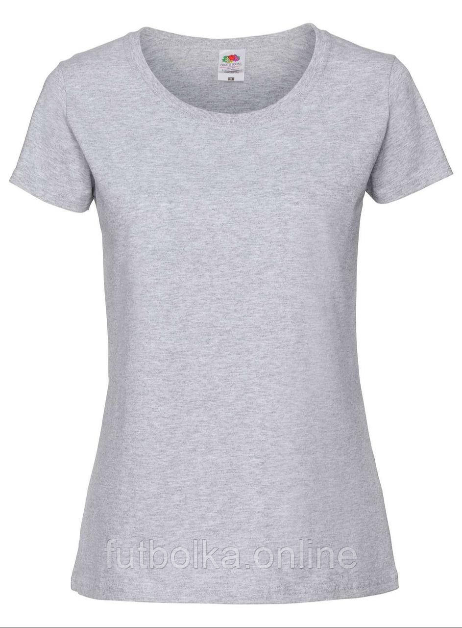 Сіро-Лілова футболка жіноча преміум якість Ringspun premium T LADY-FIT Fruit of the loom