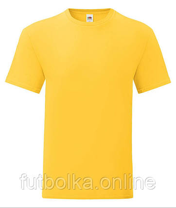 Сонячно Жовта футболка чоловіча полегшена Iconic Fruit of the loom, фото 1