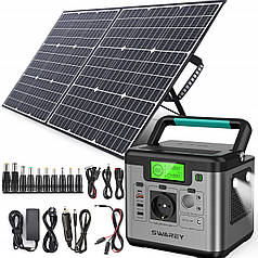 Портативна зарядна станція Swarey S500 144000 mAh 500 W + сонячна панель
