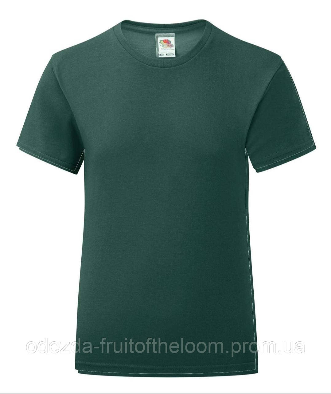 Глибоко Темно-Зелена дитяча футболка для дівчинки літня Girls Iconic T Fruit of the loom