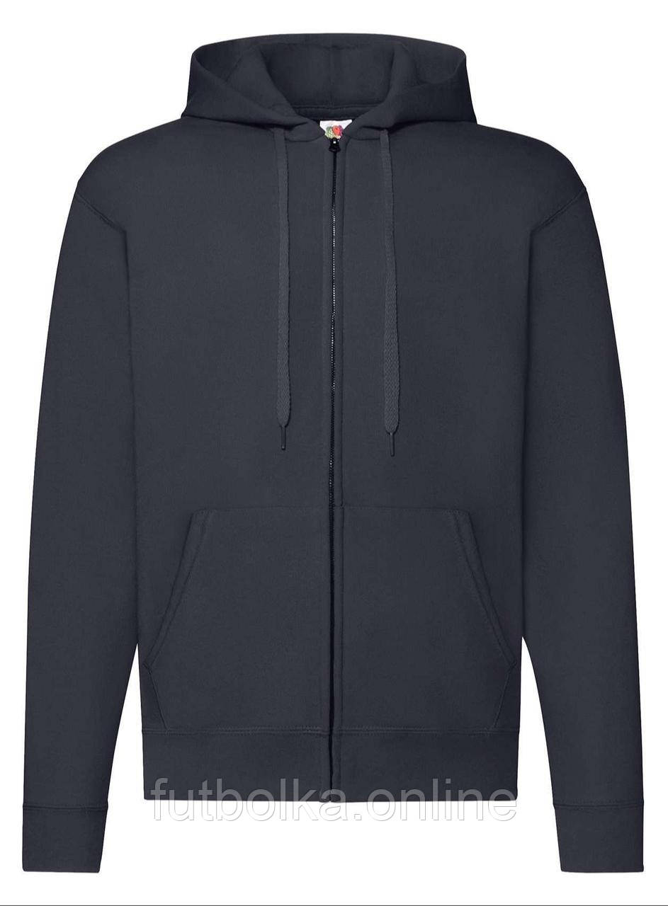 Глибоко Темно-Синя чоловіча кофта на замку Cl. hooded sweat jacket Fruit of the loom
