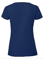Темно-Синя футболка жіноча преміум якість Ringspun premium T LADY-FIT Fruit of the loom, фото 3