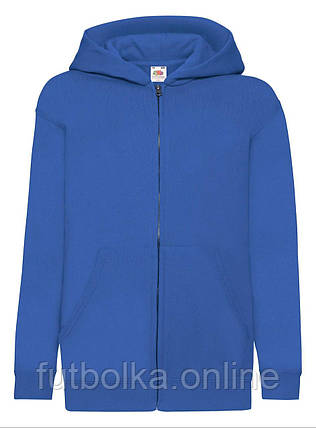 Яскраво-Синя дитяча кофта на блискавці Classic hooded sweat jacket kids Fruit of the loom, фото 1