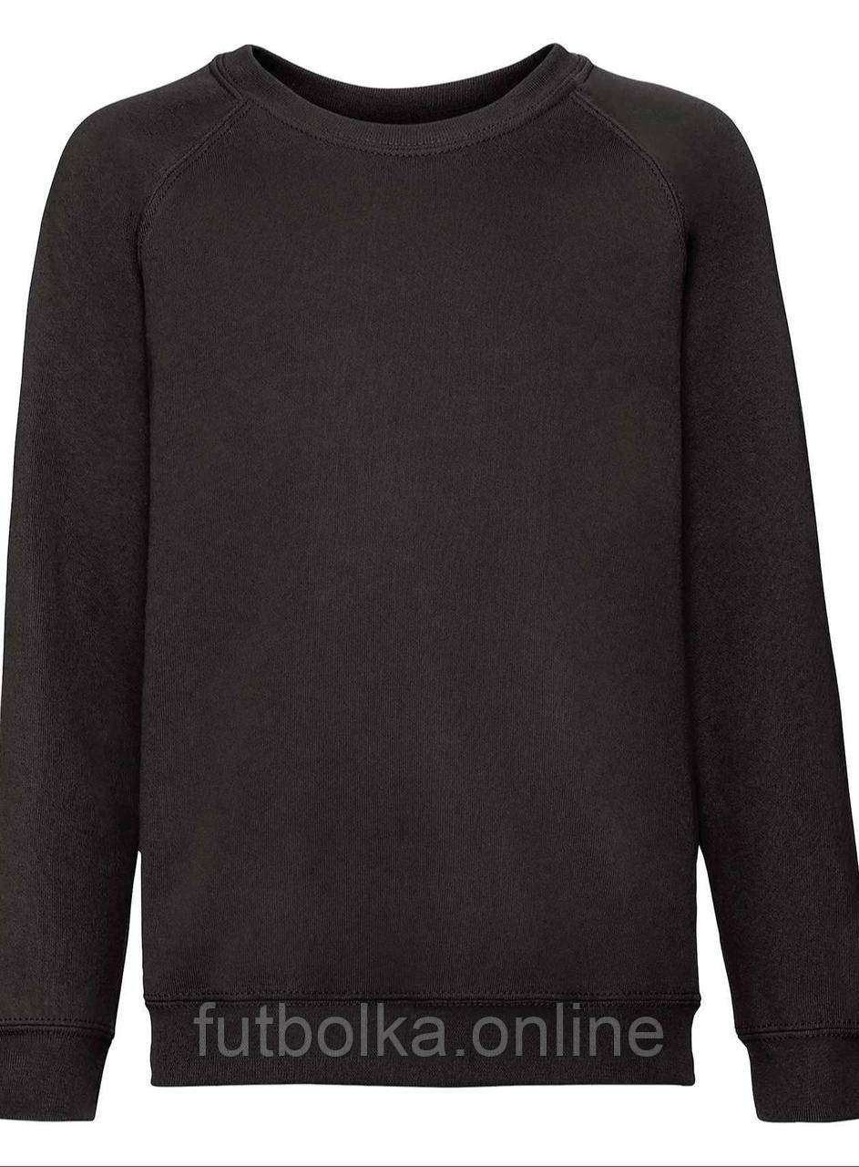 Чорний реглан дитячий зимовий Classic raglan sweat kids Fruit of the loom
