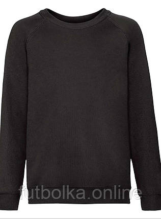 Чорний реглан дитячий зимовий Classic raglan sweat kids Fruit of the loom, фото 1