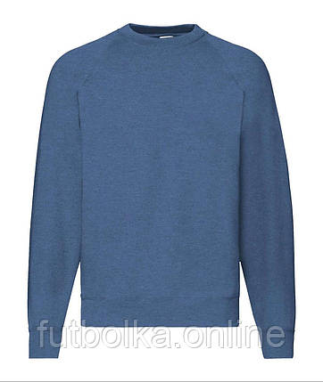 Синій Меланж реглан дитячий зимовий Classic raglan sweat kids Fruit of the loom, фото 1