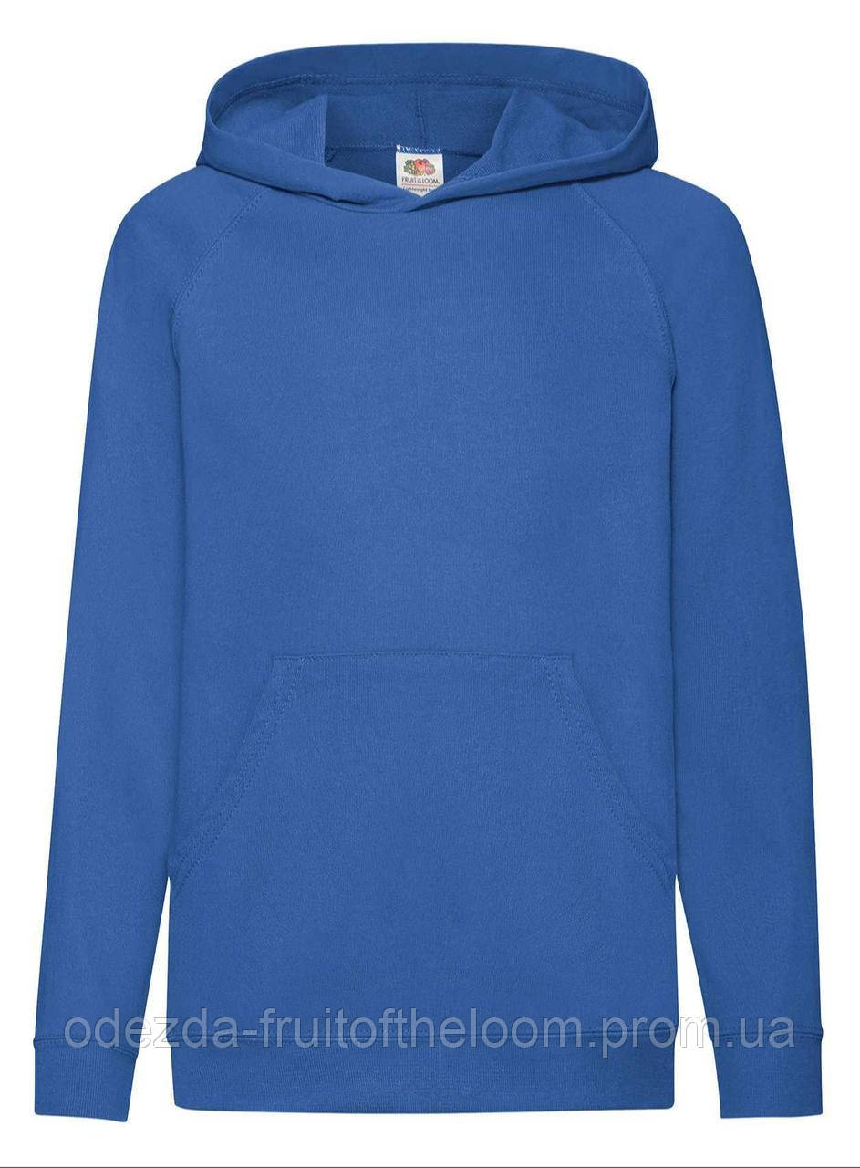 Яскраво-Синя дитяча толстовка на замку Lightweight hooded sweat kids Fruit of the loom