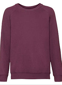 Бордовий реглан дитячий зимовий Classic raglan sweat kids Fruit of the loom