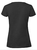 Чорна футболка жіноча преміум якість Ringspun premium T LADY-FIT Fruit of the loom, фото 3