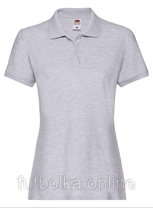 Сіро-Лілова футболка жіноча поло преміум якість Premium polo lady-fit Fruit of the loom, фото 1