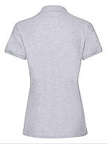 Сіро-Лілова футболка жіноча поло преміум якість Premium polo lady-fit Fruit of the loom, фото 3