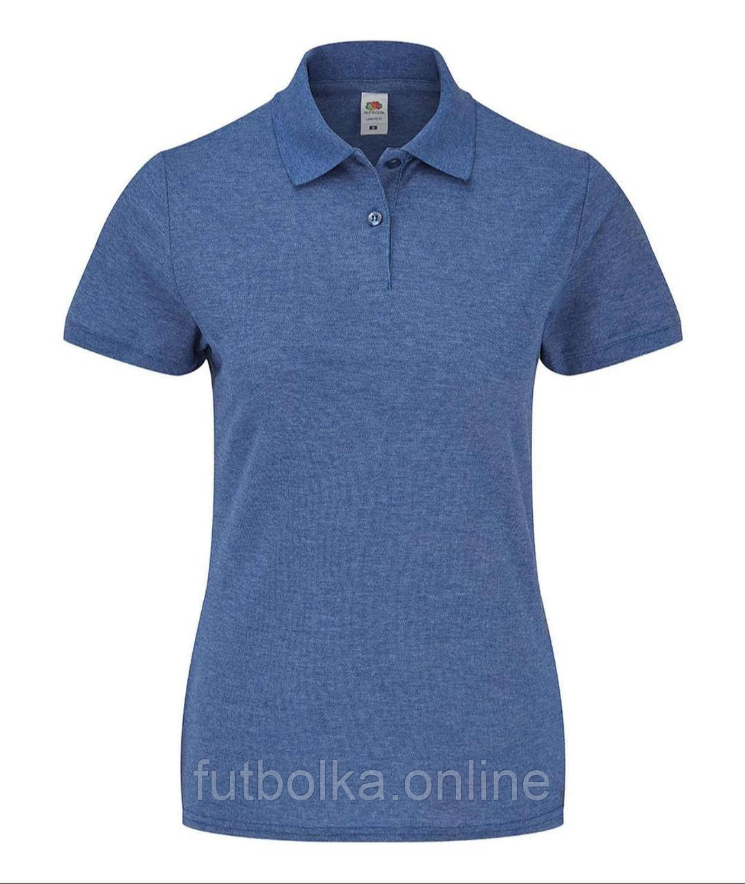 Синє Меланжеве поло жіноче лакост 65/35 Polo lady-fit Fruit of the loom