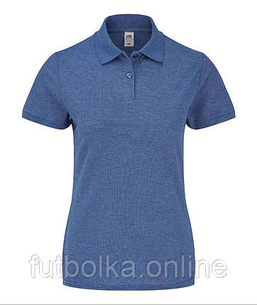 Синє Меланжеве поло жіноче лакост 65/35 Polo lady-fit Fruit of the loom, фото 1