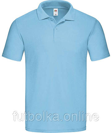 Небесно-Блакитна футболка поло чоловіча вільна Original polo Fruit of the loom, фото 1