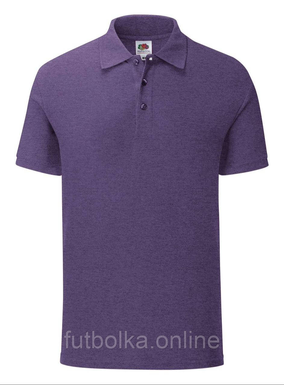 Фіолетова Меланжева футболка поло чоловіча легка Iconic Polo Fruit of the loom