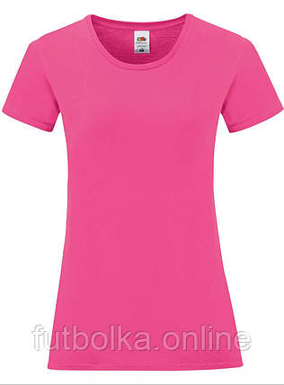 Малинова жіноча футболка легка Ladies Iconic T Fruit of the loom, фото 1