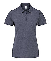 Темно-Синє Меланжеве поло жіноче лакост 65/35 Polo lady-fit Fruit of the loom