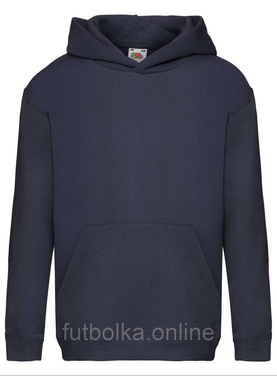 Глибоко Темно-Синя толстовка дитяча з капюшоном Premium hooded sweat kids Fruit of the loom