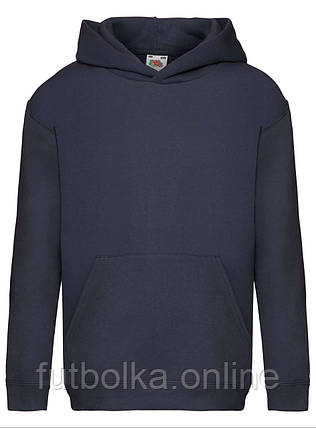 Глибоко Темно-Синя толстовка дитяча з капюшоном Premium hooded sweat kids Fruit of the loom, фото 1