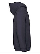 Глибоко Темно-Синя толстовка дитяча з капюшоном Premium hooded sweat kids Fruit of the loom, фото 2