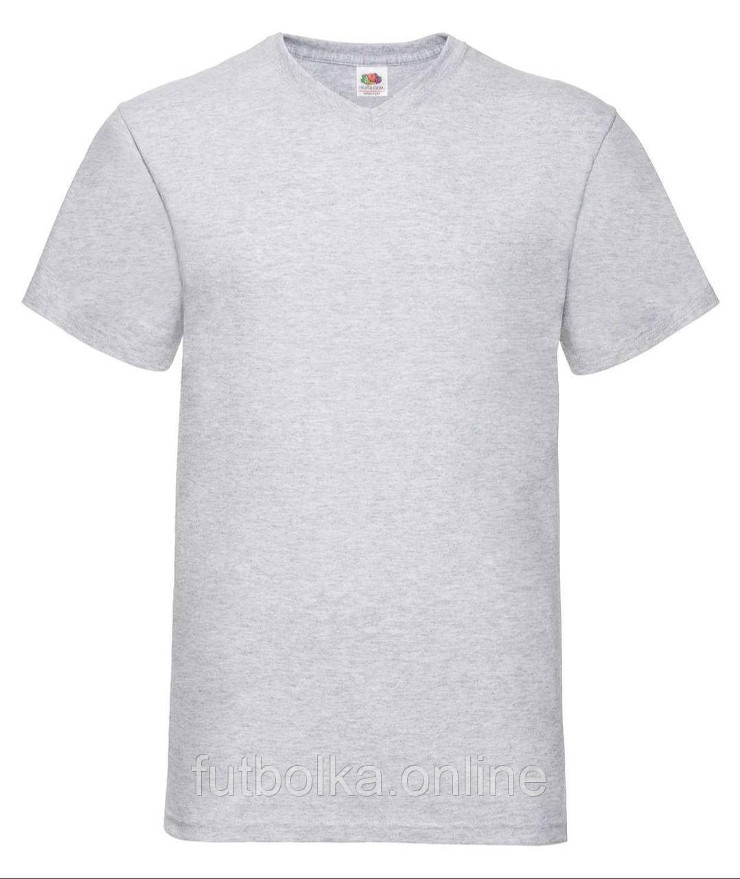 Сіро-Лілова чоловіча футболка базова з V-подібним вирізом Valueweight v-neck Fruit of the loom