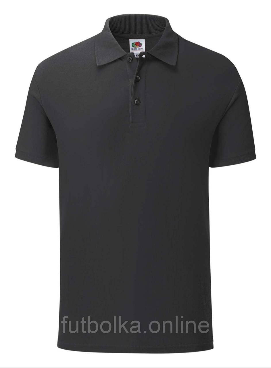 Чорна футболка поло чоловіча легка Iconic Polo Fruit of the loom