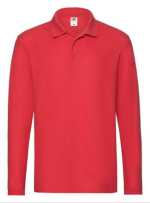 Червоне поло чоловіче з довгим рукавом Premium l/s polo Fruit of the loom, фото 1